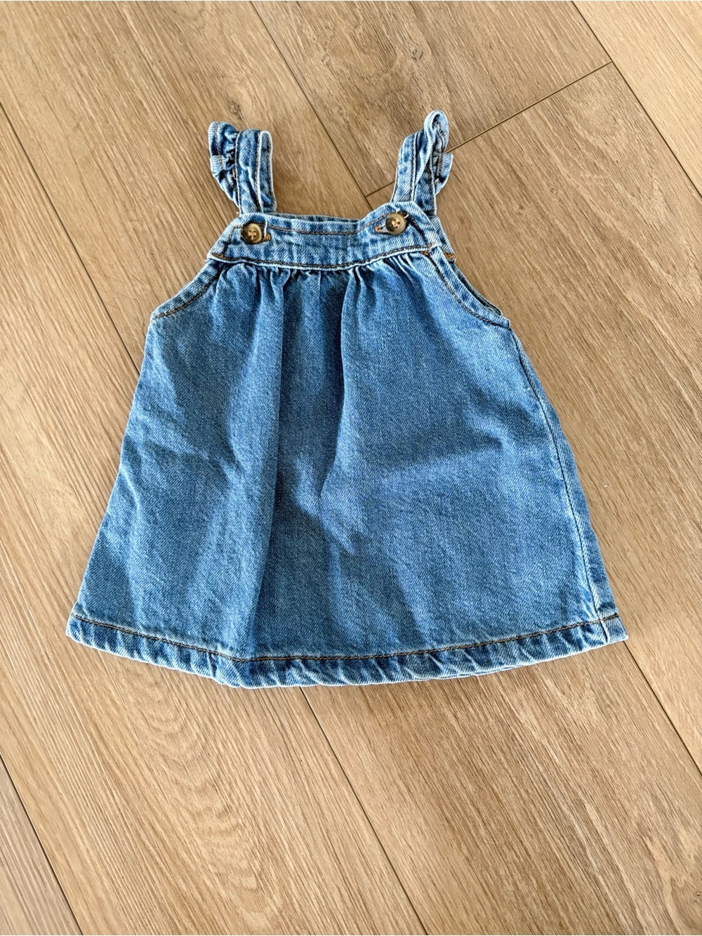 Zara Light Blue Denim Pinafore Dress